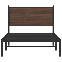 Produktbild för Sängram utan madrass metall brun ek 107x203 cm