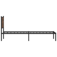 Produktbild för Sängram utan madrass metall brun ek 107x203 cm