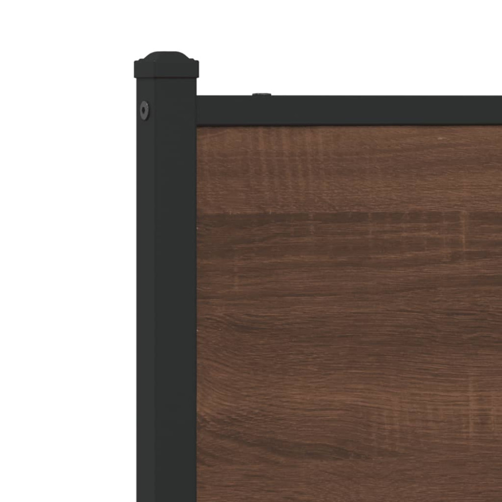 Produktbild för Sängram utan madrass metall brun ek 107x203 cm