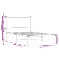 Produktbild för Sängram utan madrass metall brun ek 107x203 cm