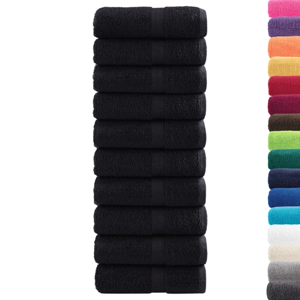Produktbild för Premium gästhanddukar SOLUND 10 st svart 30x50 cm 600 gsm