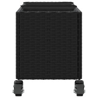 Produktbild för Odlingslåda med hjul & 3 krukor svart 107x32x38 cm konstrotting