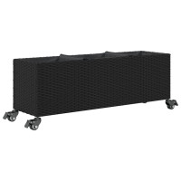 Produktbild för Odlingslåda med hjul & 3 krukor svart 107x32x38 cm konstrotting