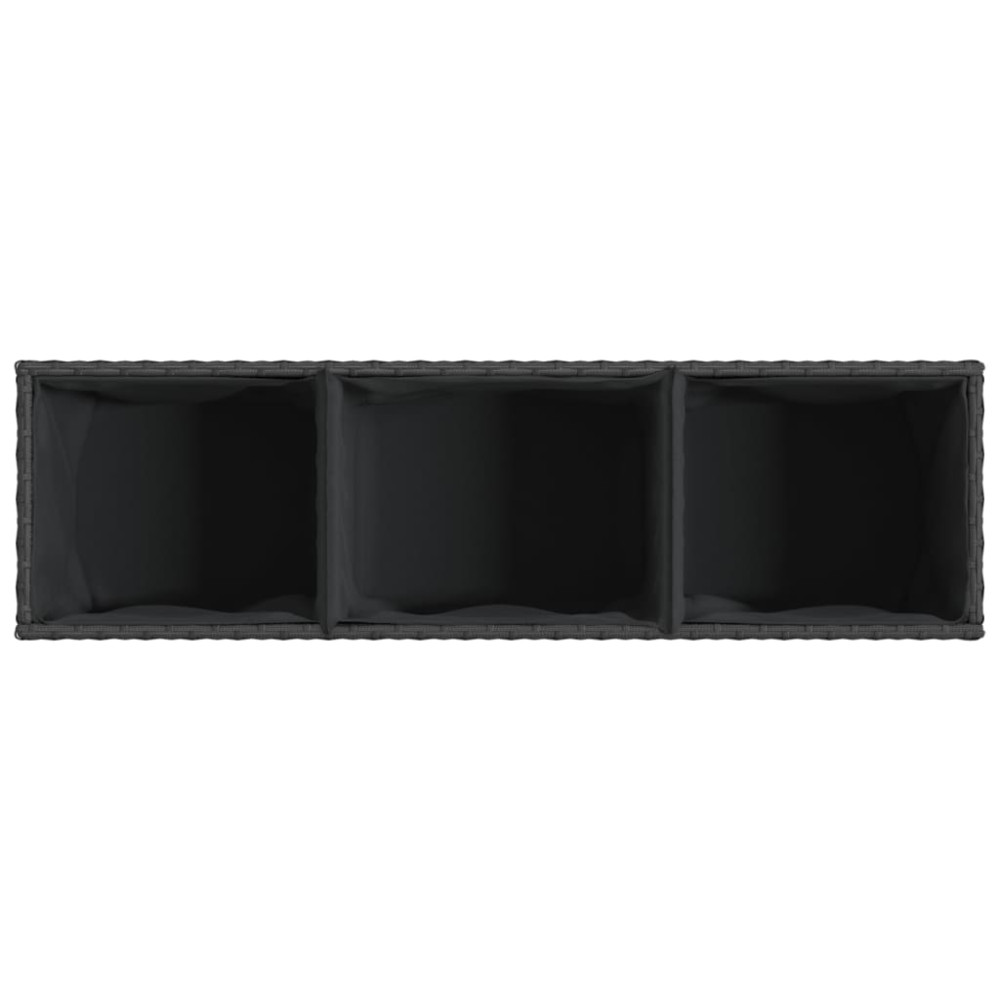 Produktbild för Odlingslåda med hjul & 3 krukor svart 107x32x38 cm konstrotting