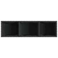 Produktbild för Odlingslåda med hjul & 3 krukor svart 107x32x38 cm konstrotting