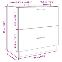 Produktbild för Tvättställsskåp vit 59x37x59 cm konstruerat trä