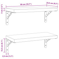 Produktbild för Vägghyllor 2 st 50x23,5 cm silver rostfritt stål