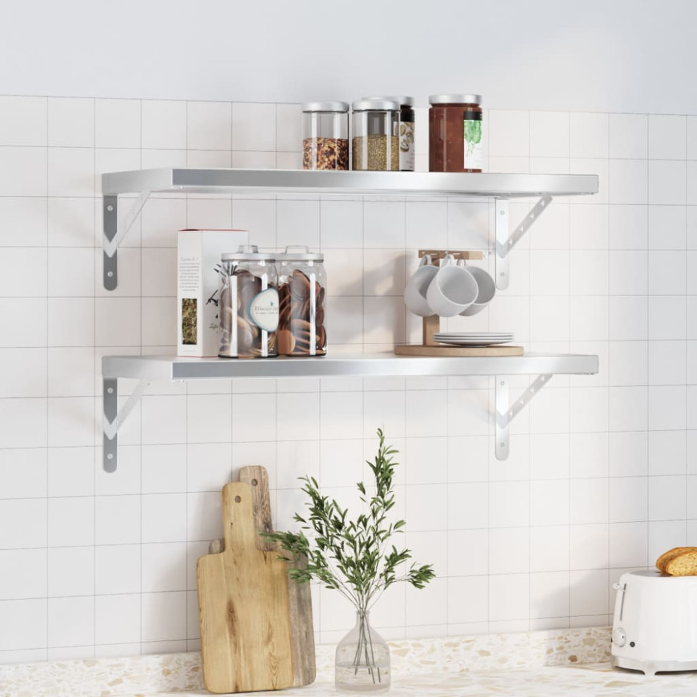 Produktbild för Vägghyllor 2 st 75x30 cm silver rostfritt stål