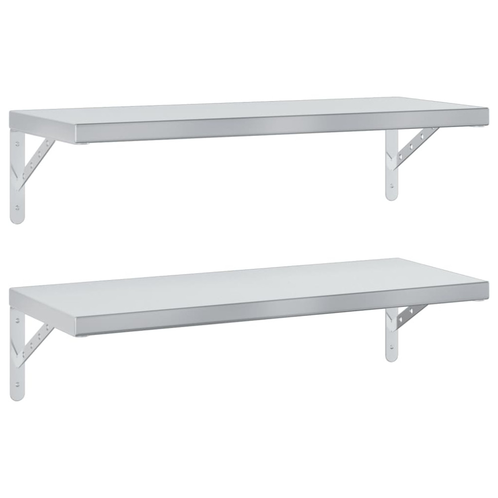 Produktbild för Vägghyllor 2 st 75x30 cm silver rostfritt stål