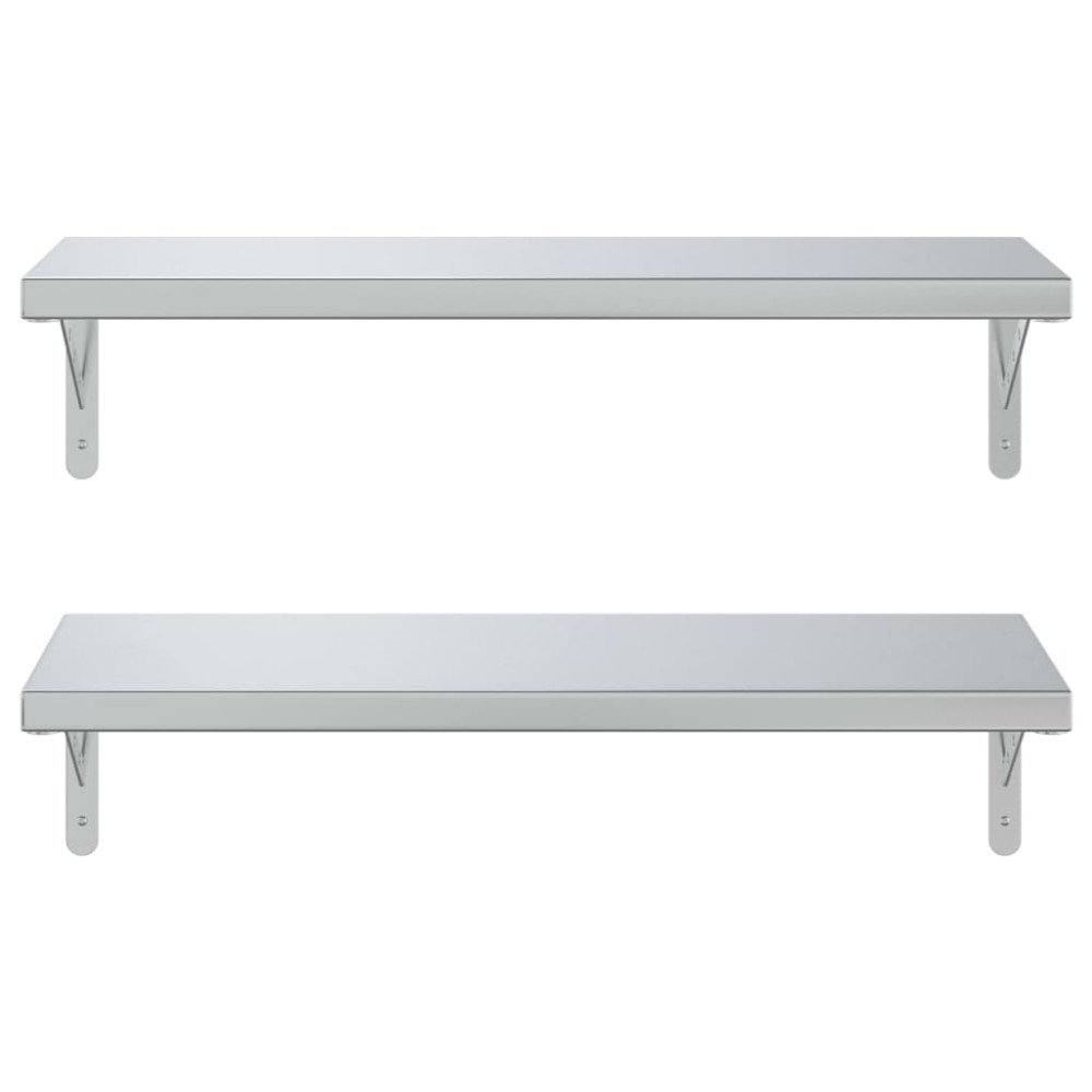 Produktbild för Vägghyllor 2 st 75x30 cm silver rostfritt stål