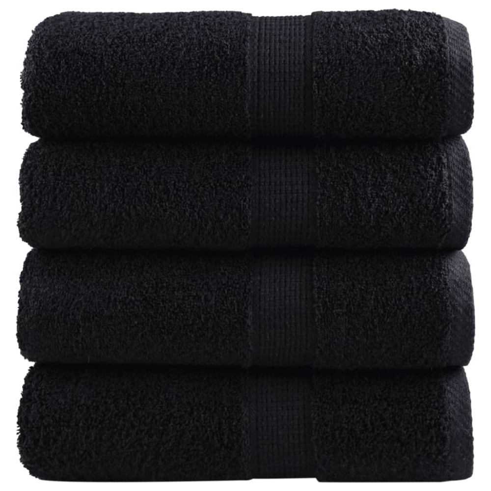 Produktbild för Premium gästhanddukar SOLUND 4 st svart 30x50 cm 600 gsm
