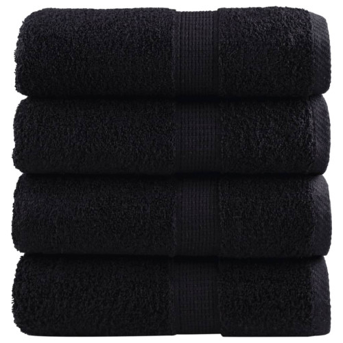 vidaXL Premium gästhanddukar SOLUND 4 st svart 30x50 cm 600 gsm