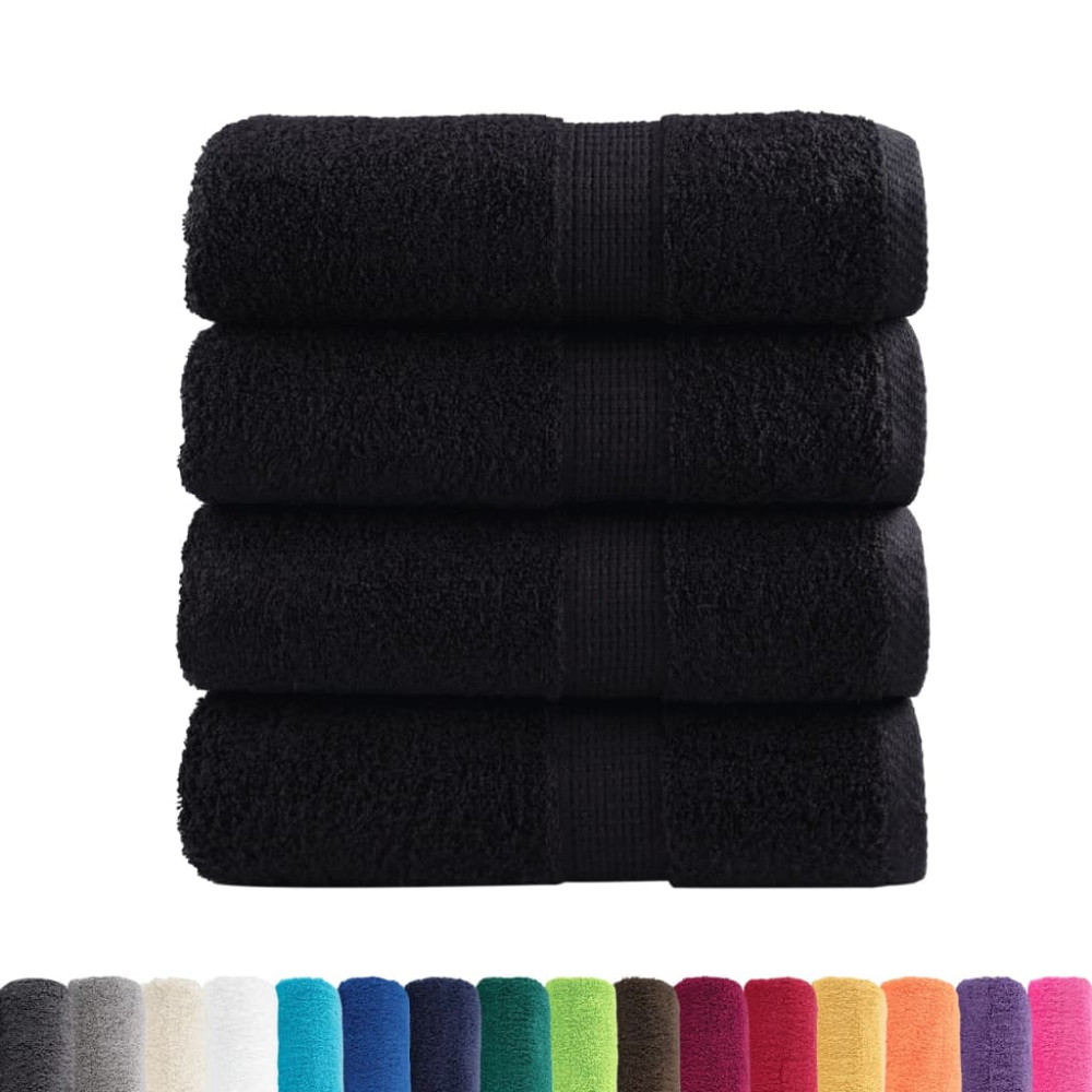 Produktbild för Premium gästhanddukar SOLUND 4 st svart 30x50 cm 600 gsm