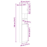 Produktbild för Badrumsskåp sonoma-ek 32x25,5x190 cm spånskiva