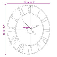 Produktbild för Väggklocka svart Ø50 cm järn