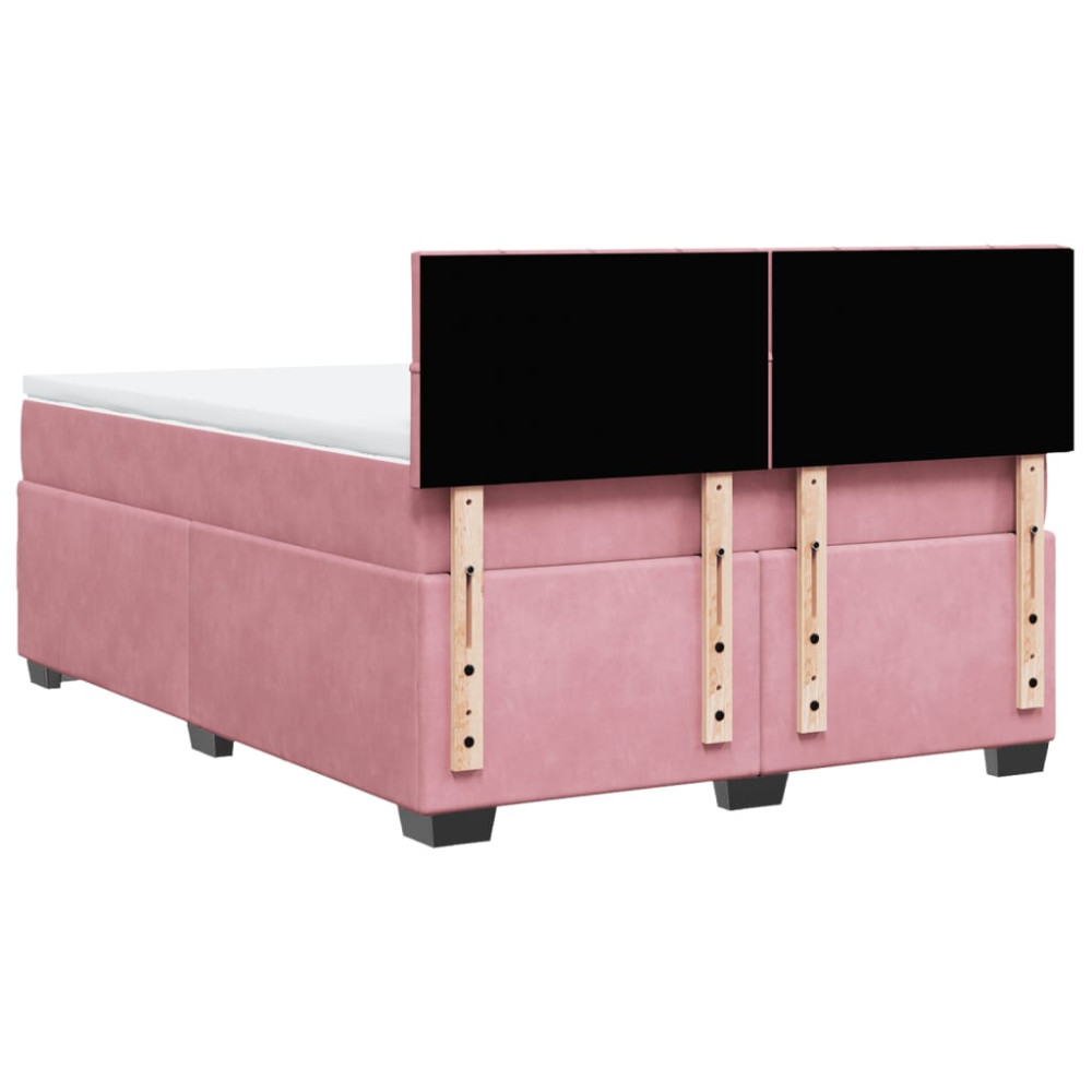 Produktbild för Ramsäng med madrass rosa 140x190 cm sammet