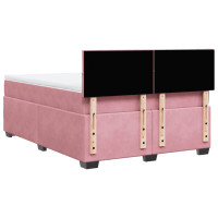 Produktbild för Ramsäng med madrass rosa 140x190 cm sammet