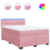 Produktbild för Ramsäng med madrass rosa 140x190 cm sammet