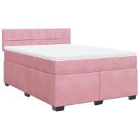 Produktbild för Ramsäng med madrass rosa 140x190 cm sammet