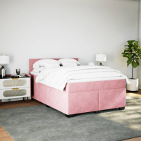 Produktbild för Ramsäng med madrass rosa 140x190 cm sammet