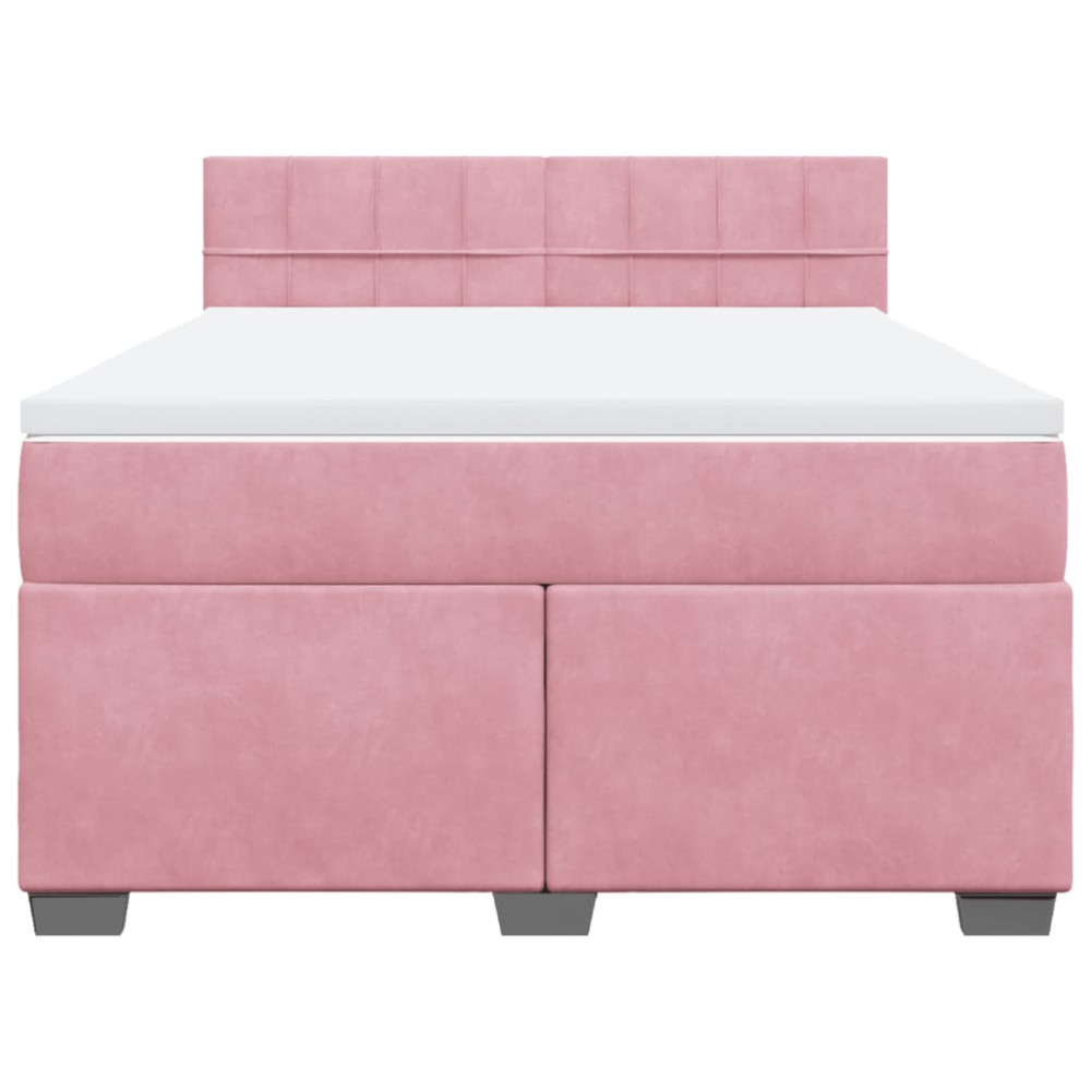 Produktbild för Ramsäng med madrass rosa 140x190 cm sammet