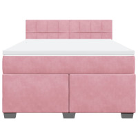Produktbild för Ramsäng med madrass rosa 140x190 cm sammet