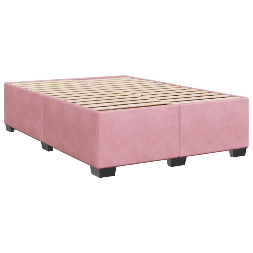 Produktbild för Ramsäng med madrass rosa 140x190 cm sammet