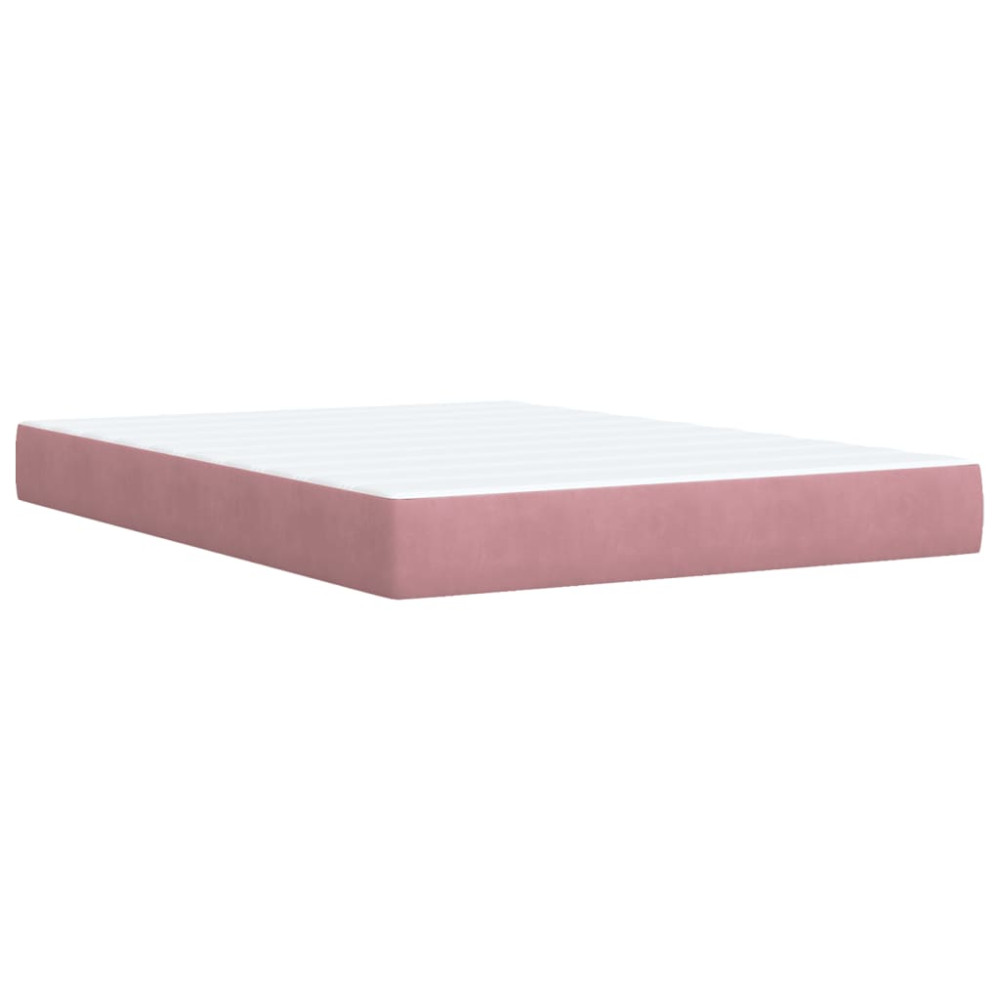 Produktbild för Ramsäng med madrass rosa 140x190 cm sammet