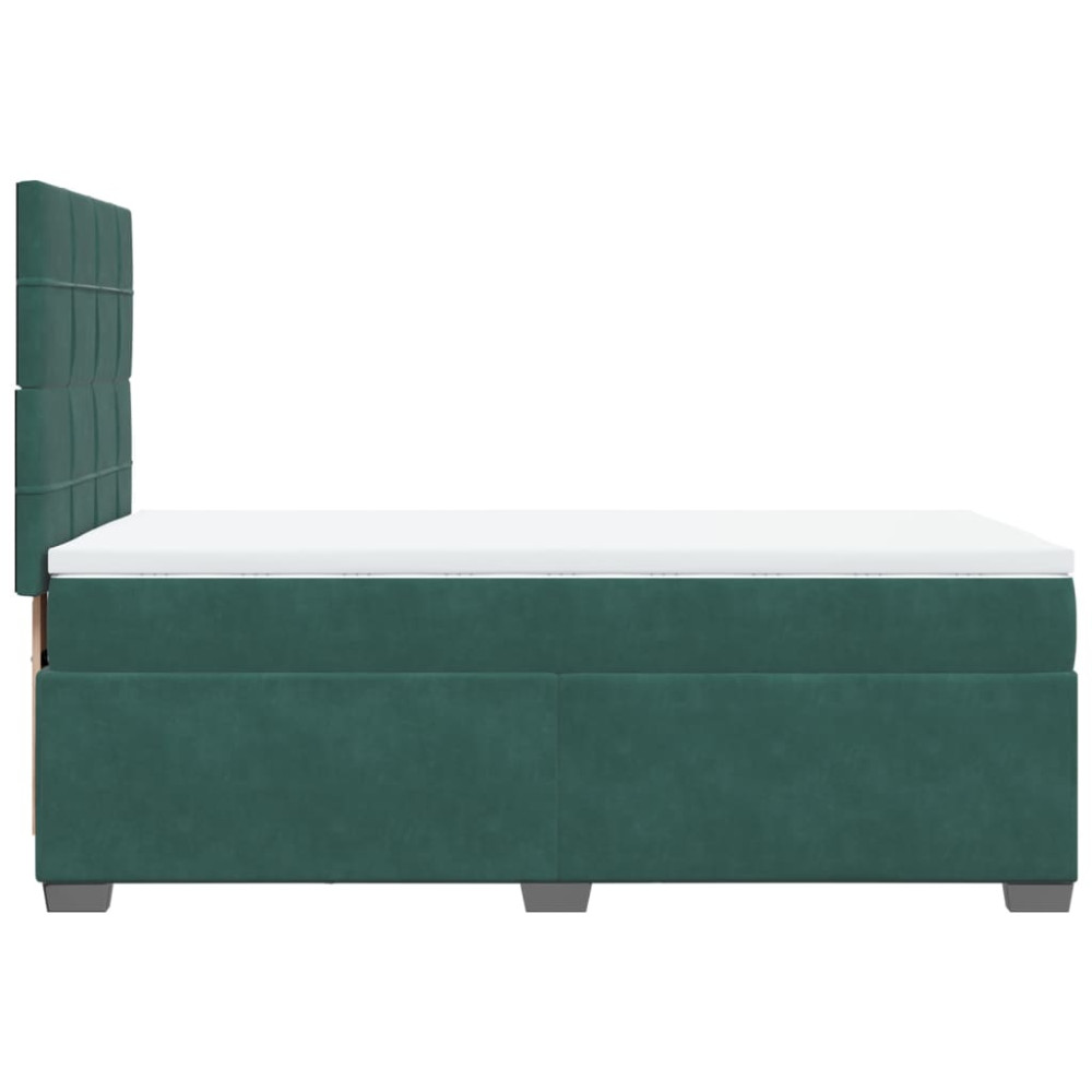Produktbild för Ramsäng med madrass mörkgrön 90x190 cm sammet