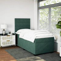 Produktbild för Ramsäng med madrass mörkgrön 90x190 cm sammet