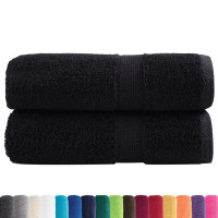 Produktbild för Premium gästhanddukar SOLUND 2 st svart 30x50 cm 600 gsm