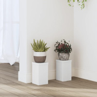 Produktbild för Växtställ 2 st vit 10x10x18 cm konstruerat trä