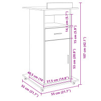 Produktbild för Talarstol med hjul & låda vit 55x55x107 cm konstruerat trä