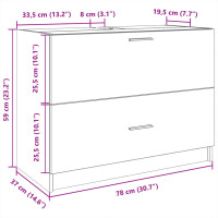 Produktbild för Tvättställsskåp svart 78x37x59 cm konstruerat trä