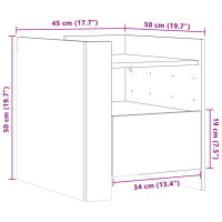 Produktbild för Sängbord sonoma-ek 45x50x50 cm konstruerat trä