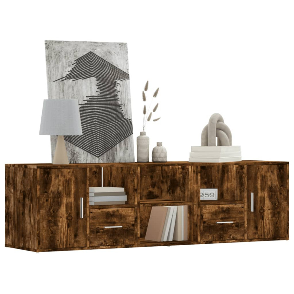 Produktbild för Hörnskåp rökfärgad ek 160x40x45 cm konstruerat trä