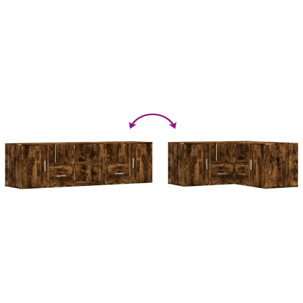 Produktbild för Hörnskåp rökfärgad ek 160x40x45 cm konstruerat trä
