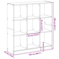 Produktbild för Bokhylla betonggrå 102x32x108 cm konstruerat trä