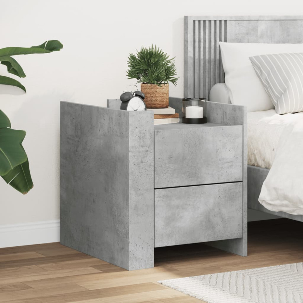 Produktbild för Sängbord betonggrå 45x50x50 cm konstruerat trä