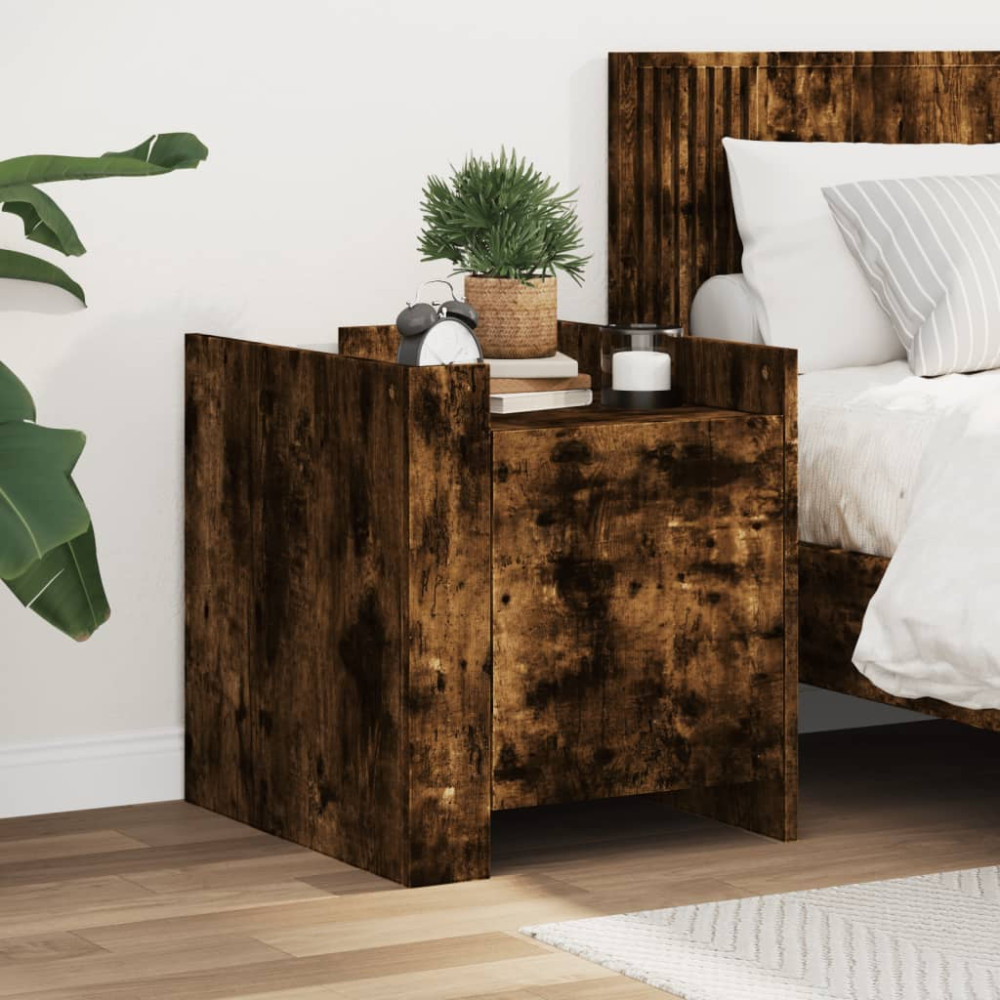 Produktbild för Sängbord rökfärgad ek 45x50x50 cm konstruerat trä