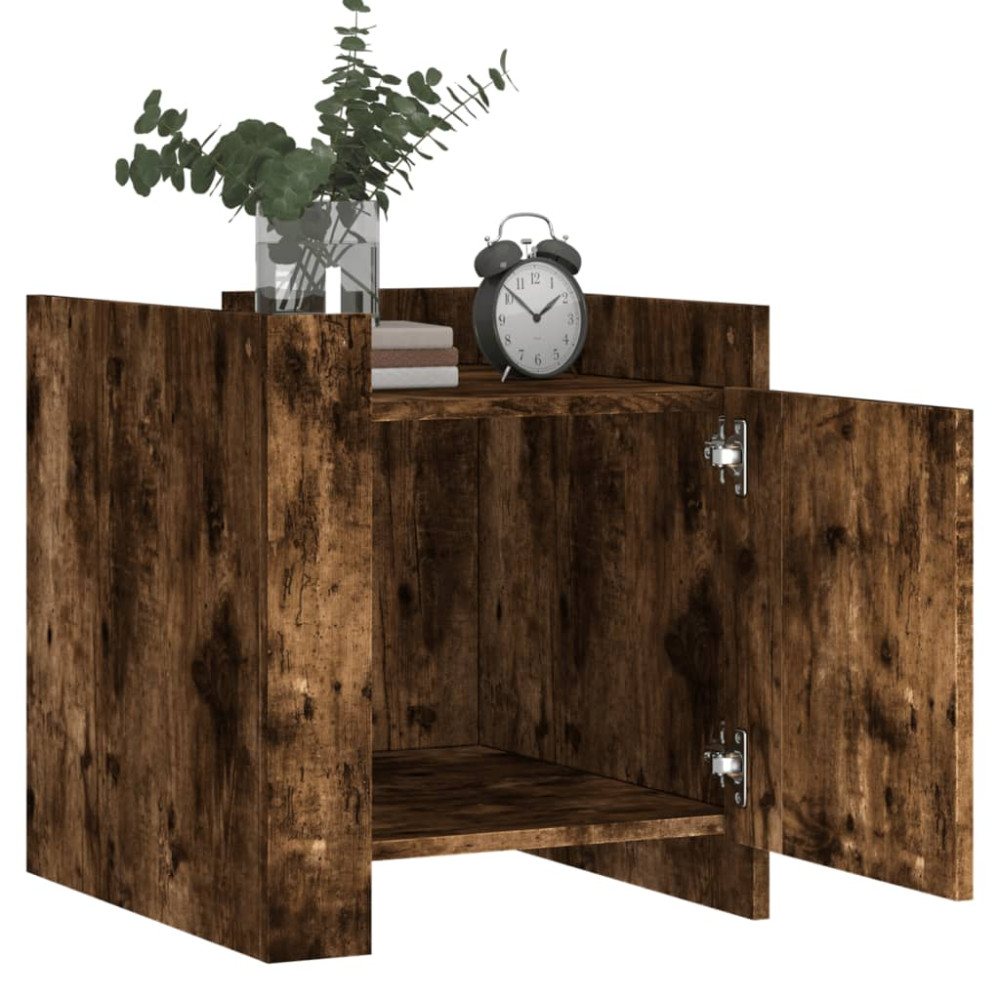 Produktbild för Sängbord rökfärgad ek 45x50x50 cm konstruerat trä