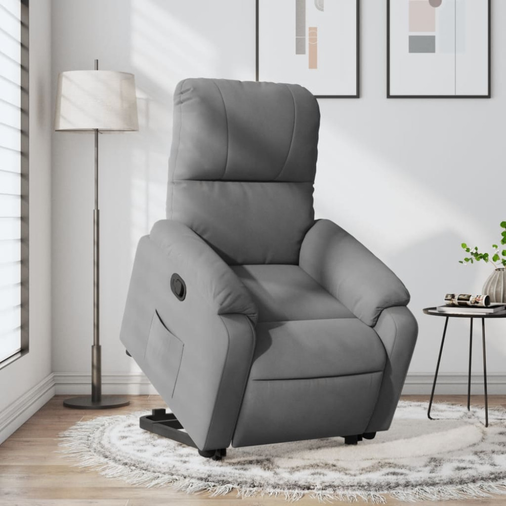 Produktbild för Reclinerfåtölj med uppresningshjälp mörkgrå mikrofibertyg