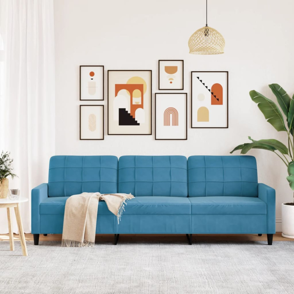 Produktbild för 3-sitssoffa blå 210 cm sammet