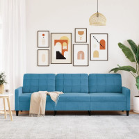 Produktbild för 3-sitssoffa blå 210 cm sammet