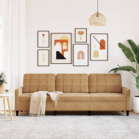 Produktbild för 3-sitssoffa brun 210 cm sammet