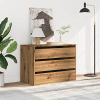 Produktbild för Byrå ek 80x41x58 cm konstruerat trä