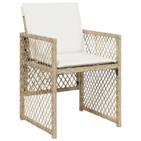Produktbild för Matgrupp för trädgården med dynor 9 delar beige konstrotting