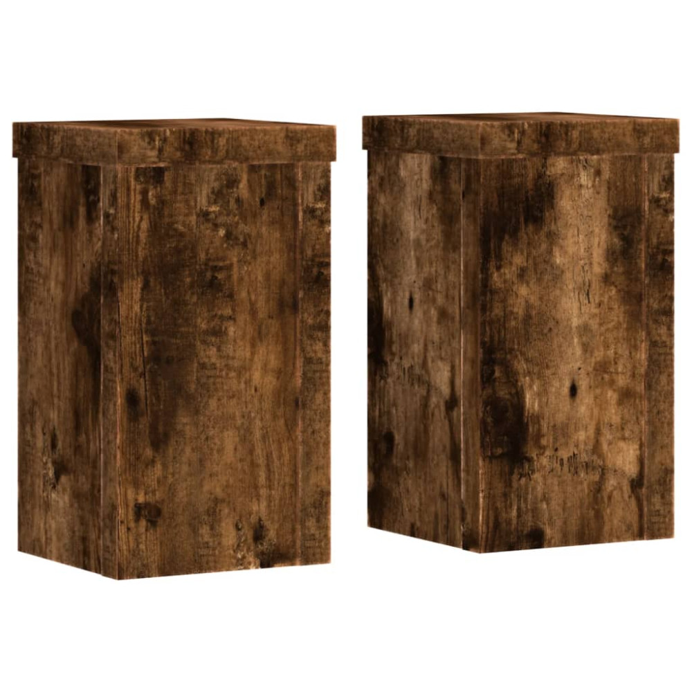 Produktbild för Växtställ 2 st rökfärgad ek 10x10x18 cm konstruerat trä