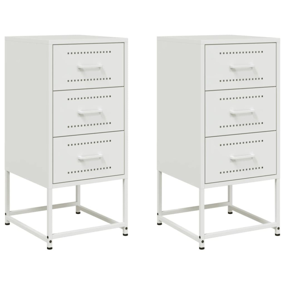 Produktbild för Sängbord 2 st vit 36x39x78 cm stål