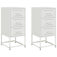 Produktbild för Sängbord 2 st vit 36x39x78 cm stål